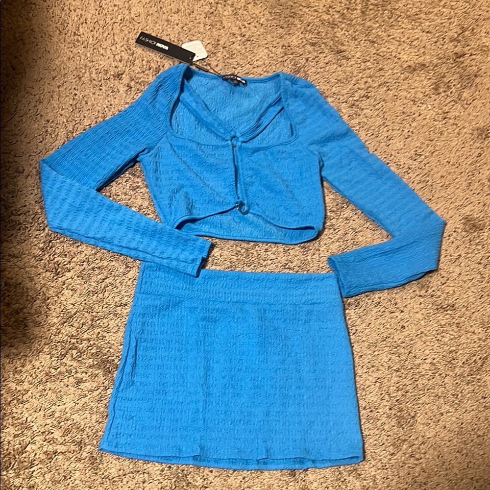 Fashion Nova Blue Skirt Set